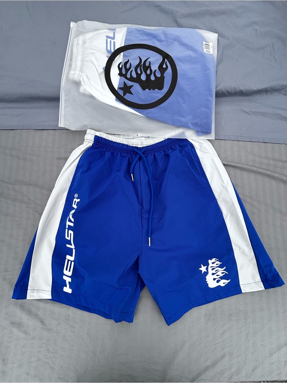 Men's Blue Athletic Shorts with White Side Panels